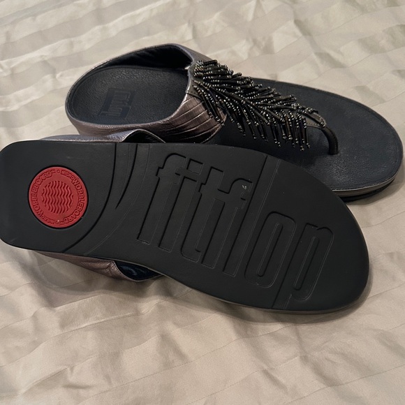 Elegant Pewter Beaded Women Sandals - Picture 2 of 4